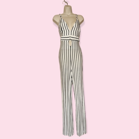 privy Pants - Vertical Striped Jumpsuit Size Large